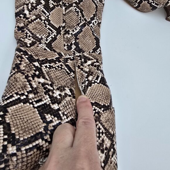 Snake Print Womens Knee-High Boots Size Unknown Brown Faux Leather Block Heel - Picture 7 of 8